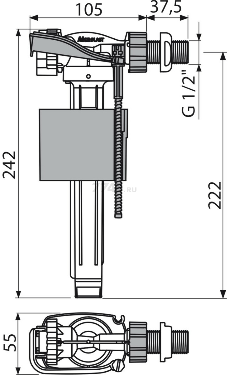 Впускной клапан для унитаза ALCAPLAST (A150-1/2-RU) - Фото 2